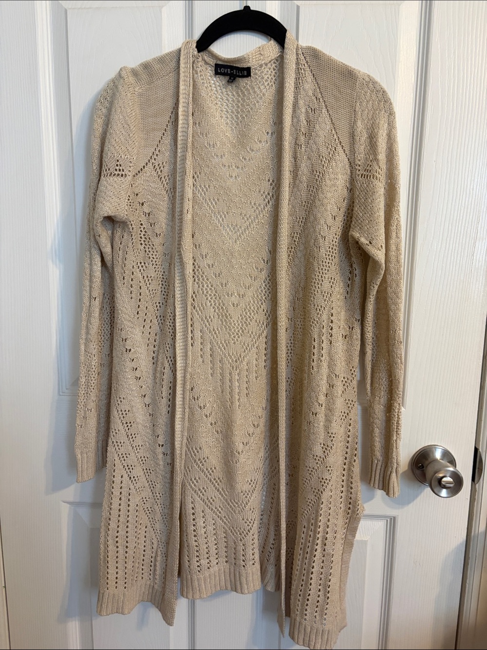 Summer light Cream Open-Front Knit Cardigan Sweater